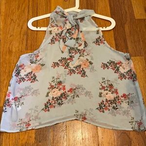 Light blue chiffon floral top